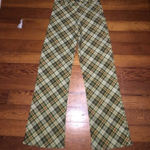 Plaid palazzo bell bottom ish 70s pants